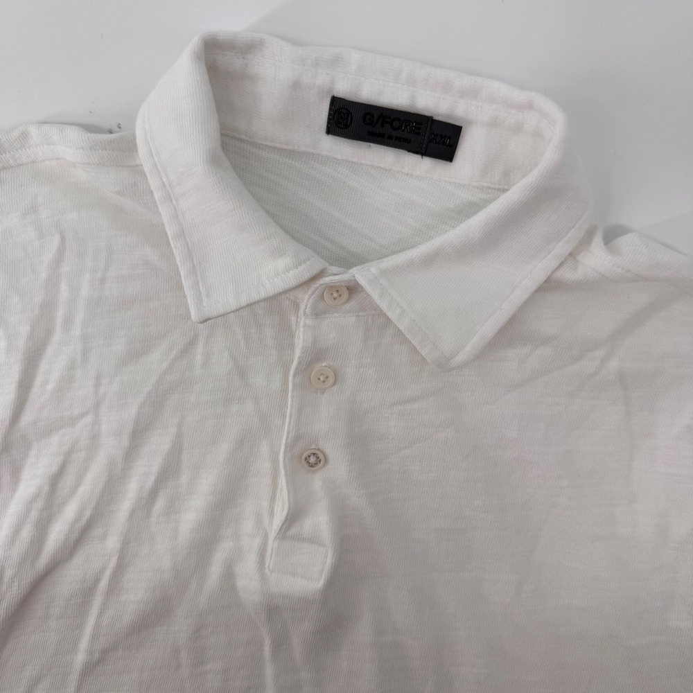 G/FORE Polo Shirt Men XXL White Slub Jersey Short Sleeve Athletic Golf Stretch